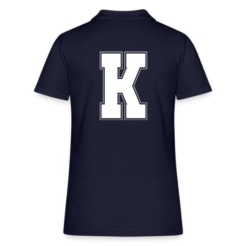 White Letter K – Varsity Alphabet Monogram - Women's Pique Polo Shirt