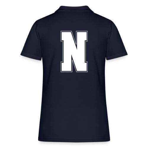 White Letter N – Varsity Alphabet Monogram - Women's Pique Polo Shirt