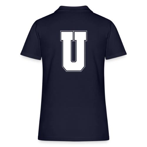 White Letter U – Varsity Alphabet Monogram - Women's Pique Polo Shirt