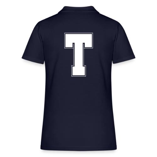 White Letter T – Varsity Alphabet Monogram - Women's Pique Polo Shirt