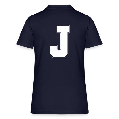 White Letter J – Varsity Alphabet Monogram - Women's Pique Polo Shirt