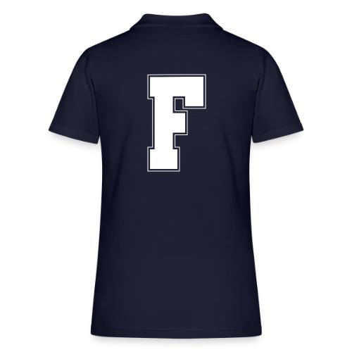 White Letter F – Varsity Alphabet Monogram - Women's Pique Polo Shirt