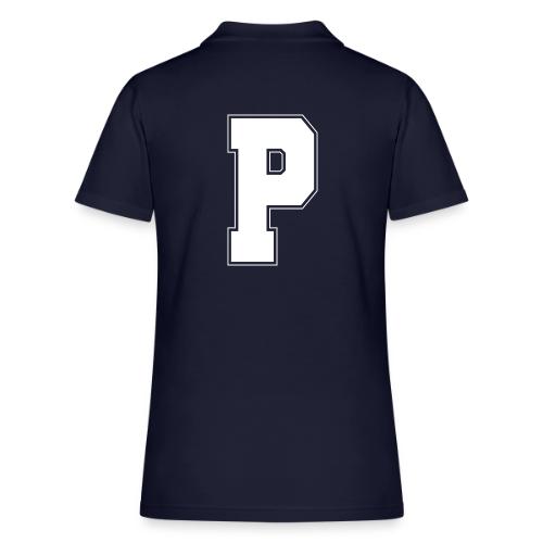 White Letter P – Varsity Alphabet Monogram - Women's Pique Polo Shirt
