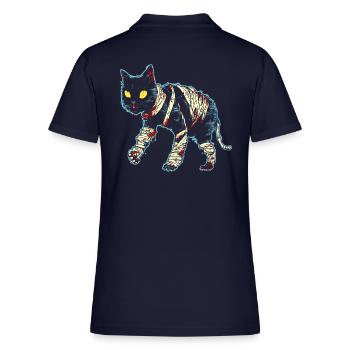 Black Cat Mummy - Women's Pique Polo Shirt - midnight navy - Back