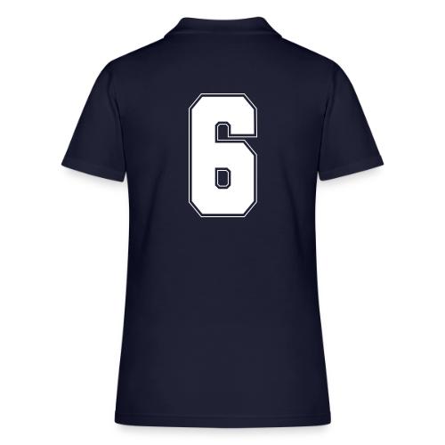 White Number 6 – Varsity Font - Women's Pique Polo Shirt