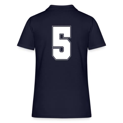 White Number 5 – Varsity Font - Women's Pique Polo Shirt