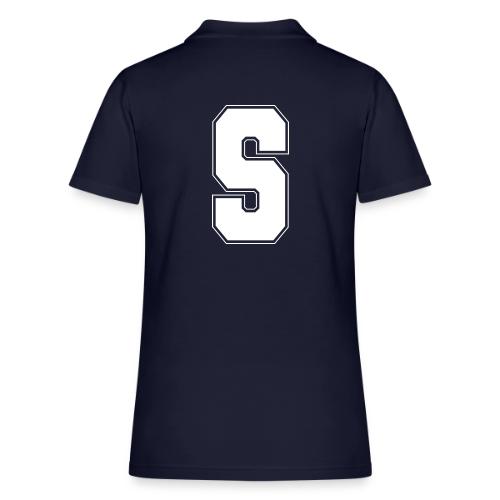White Letter S – Varsity Alphabet Monogram - Women's Pique Polo Shirt