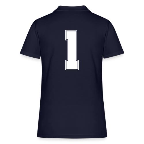White Number 1 – Varsity Font - Women's Pique Polo Shirt