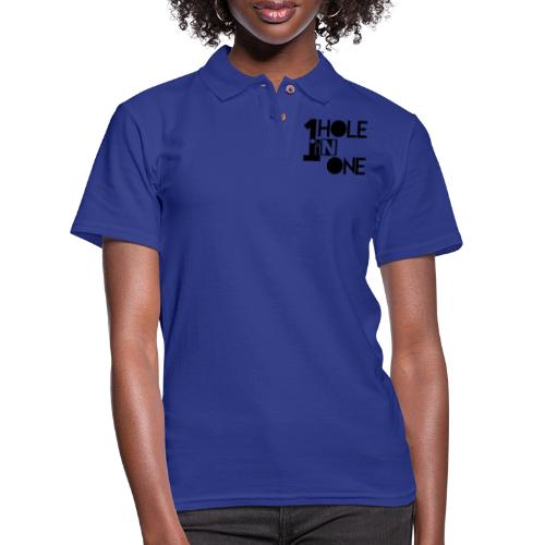 Hole In One - Black Logo - Women's Pique Polo Shirt