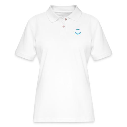 M B Logo White Stars Branded - Women's Pique Polo Shirt