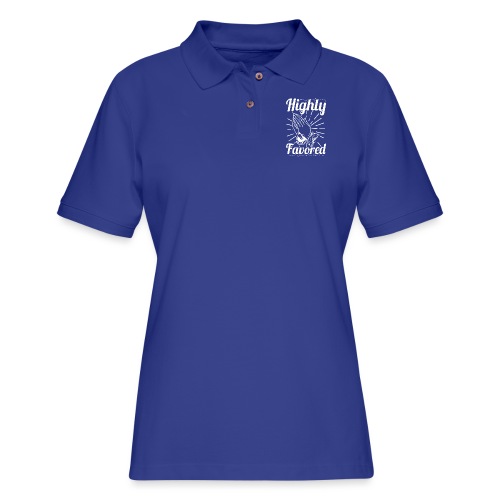 Highly Favored - Alt. Design (White Letters) - Women's Pique Polo Shirt