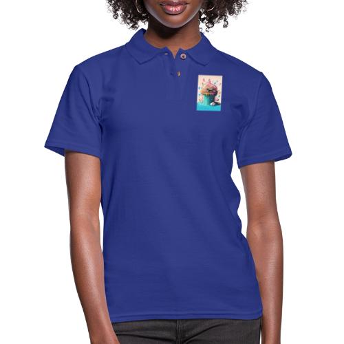 Cake Caricature - January 1st Dessert Psychedelics - Women's Pique Polo Shirt