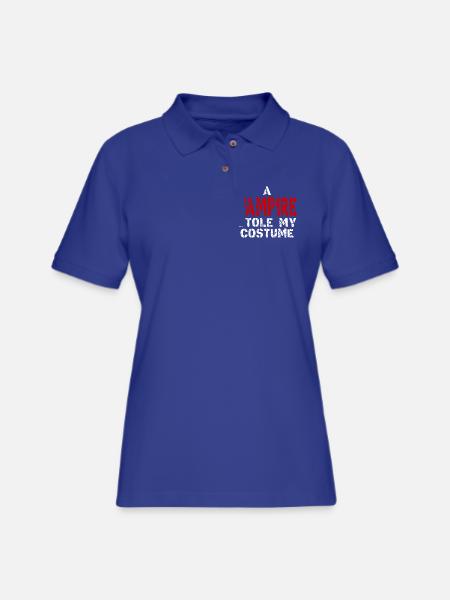 A Vampire Stole My Costume Tshirt - Women's Pique Polo Shirt - royal blue - Front