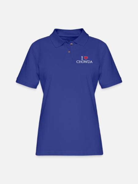 I Heart Chowder Chowda - Women's Pique Polo Shirt - royal blue - Front