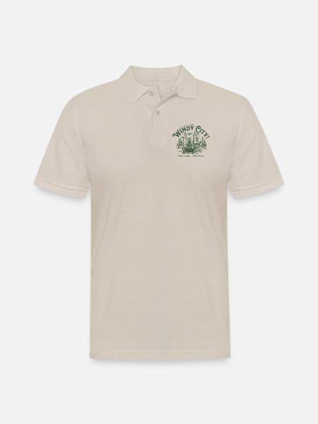 Windy City Skyboat Silhouette - Men's Pique Polo Shirt - Sand