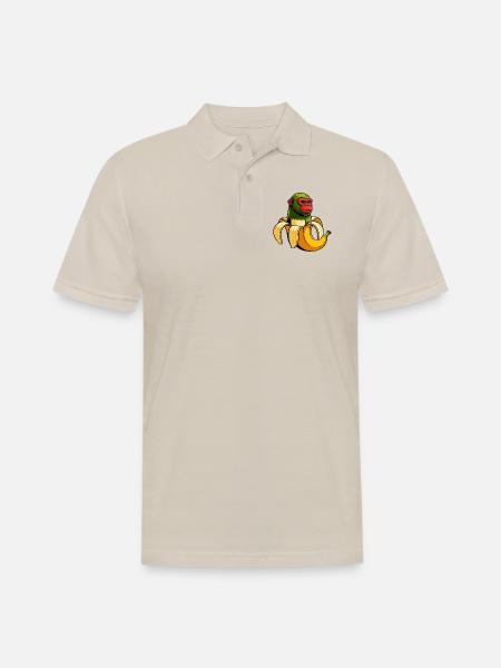 Chimpanzini Bananini Italian Brainrot Meme Art - Men's Pique Polo Shirt - Sand