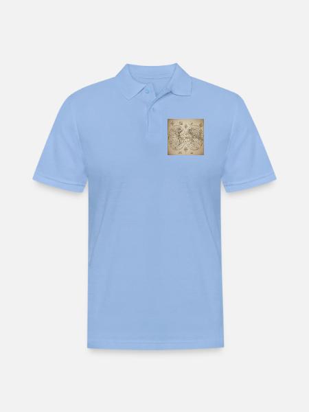 Antique double-halved world map - Men's Pique Polo Shirt - sky blue