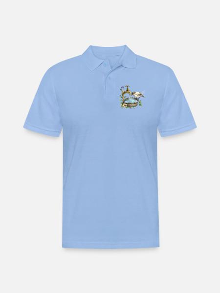 Bird at Rustic Tap Garden Watering - Men's Pique Polo Shirt - sky blue