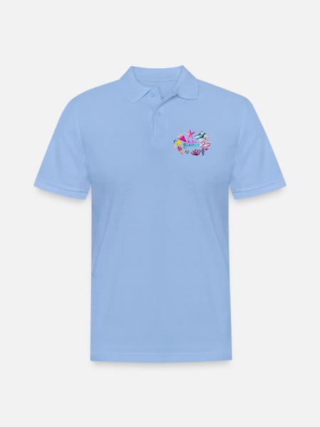 Vibrant Summer Beach Pattern - Men's Pique Polo Shirt - sky blue