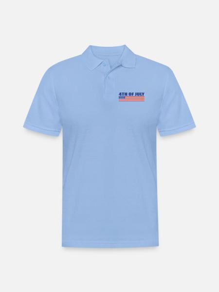 4Th Of July - Men's Pique Polo Shirt - sky blue