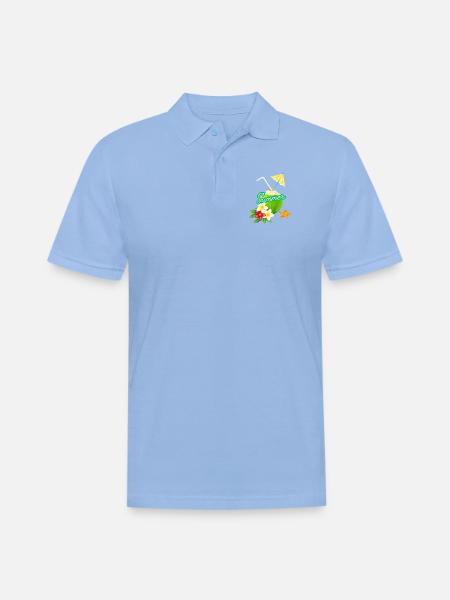 Tropical Summer Coconut with Flowers - Men's Pique Polo Shirt - sky blue