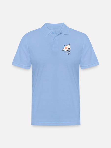 funny cat - Men's Pique Polo Shirt - sky blue