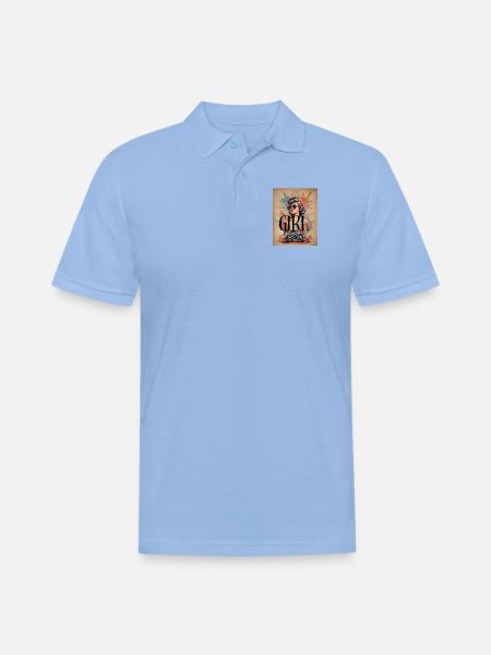 GIRL Power Retro Ride - Men's Pique Polo Shirt - sky blue