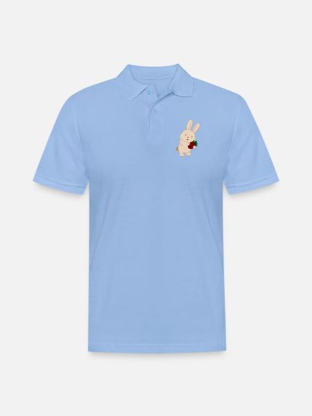 Bunny Holding Strawberry Charm - Men's Pique Polo Shirt - sky blue
