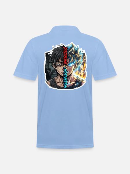 Dual Neon Warrior Split - Men's Pique Polo Shirt - sky blue