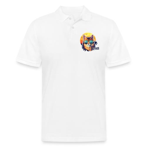 Funny Cat in Hawaiian Aloha Sunglasses - Men's Pique Polo Shirt