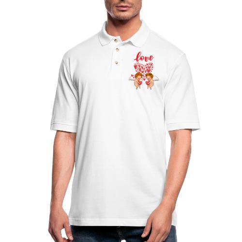 Cupid Love Designs, cupid love angel vibration. - Men's Pique Polo Shirt