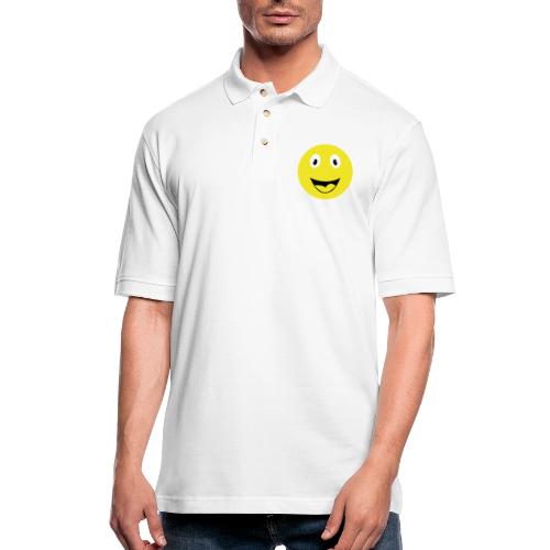 Yellow Happy Face Print - Men's Pique Polo Shirt