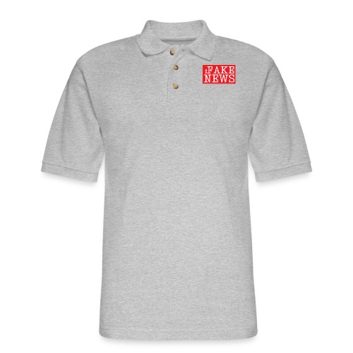 FAKE NEWS Red Box Logo - Men's Pique Polo Shirt