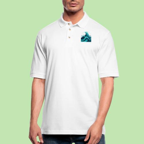 Dynamic Ocean Wave Illustration - Men's Pique Polo Shirt