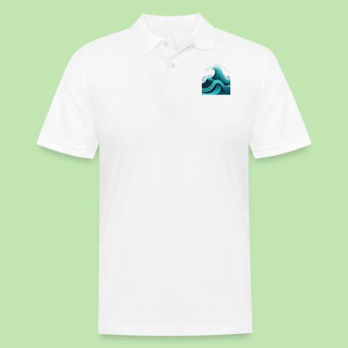 Dynamic Ocean Wave Illustration - Men's Pique Polo Shirt