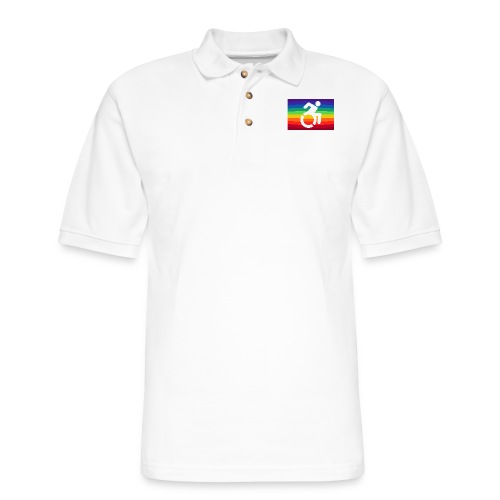 Rainbow wheelchair, LGBTQ flag 001 - Men's Pique Polo Shirt