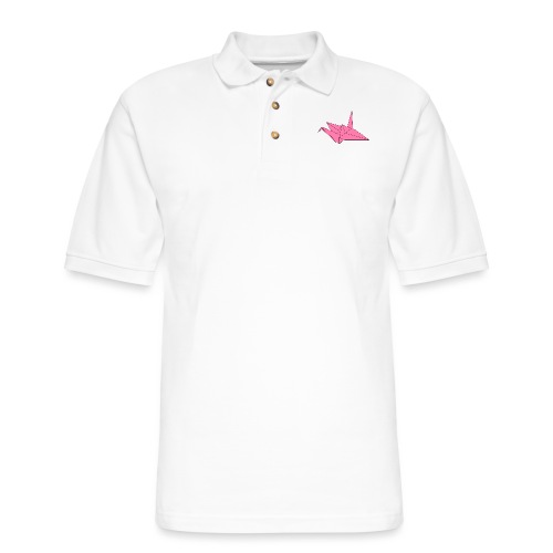 Origami Paper Crane Design - Pink - Men's Pique Polo Shirt