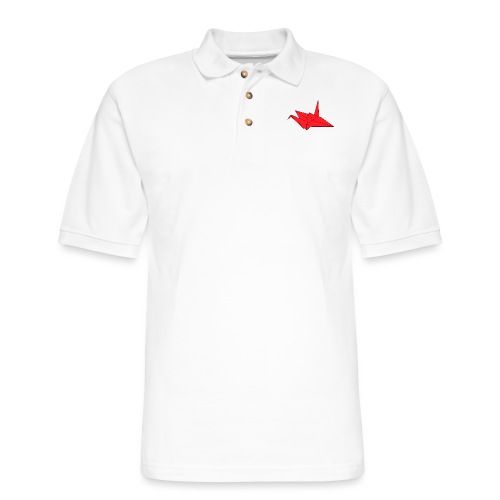 Origami Paper Crane Design - Red - Men's Pique Polo Shirt