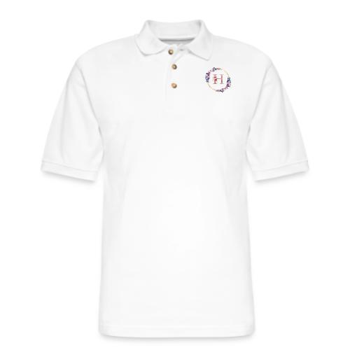 Initial Flower - Men's Pique Polo Shirt