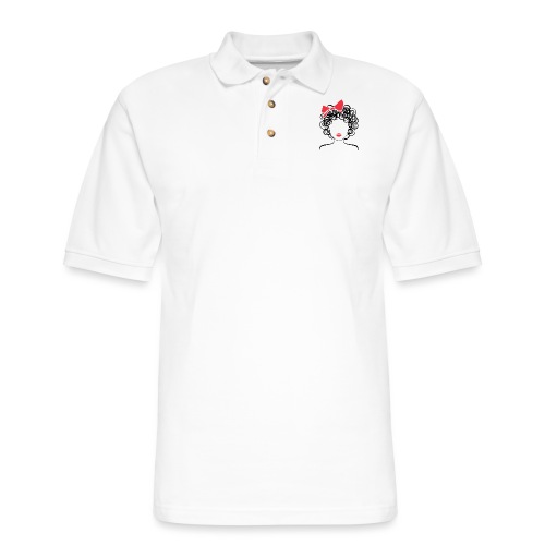 Coily Girl with Red Bow_Global Couture_logo Long S - Men's Pique Polo Shirt