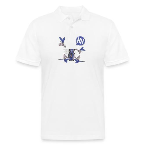 Quadcopter Robot Says Hi - Men's Pique Polo Shirt