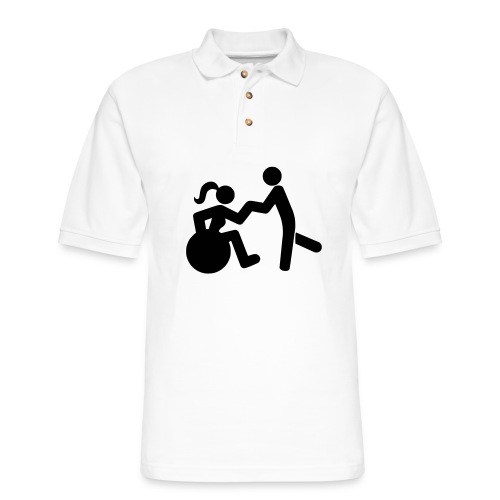 Dancing lady wheelchair user with man - Men's Pique Polo Shirt