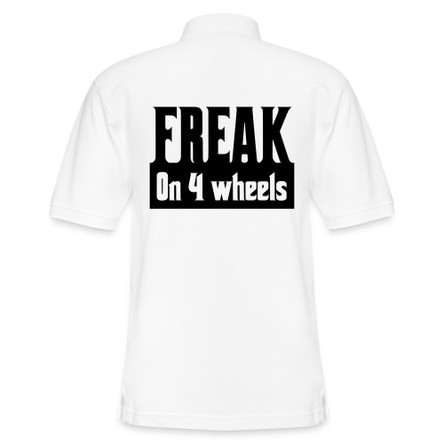 Freak on 4 wheels, wheelchair humor, roller fun - Men's Pique Polo Shirt