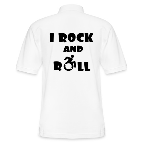 I rock and roll in my wheelchair, Music Humor * - Men's Pique Polo Shirt
