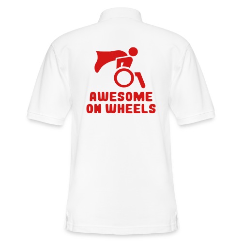 Awsome on wheels, wheelchair humor, roller fun - Men's Pique Polo Shirt