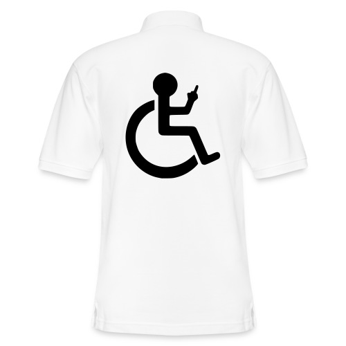 wheelchair user holding up the middle finger * - Men's Pique Polo Shirt