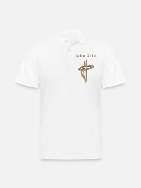 John 3:16 - Men's Pique Polo Shirt - white