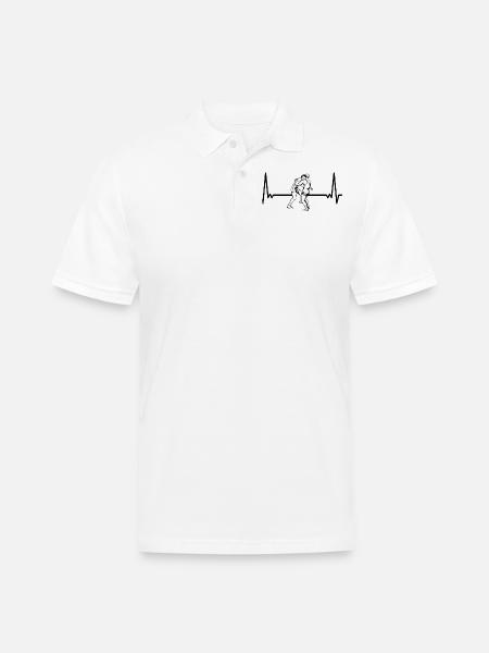 Heartbeat Wrestling ECG Wrestle Wrestler - Men's Pique Polo Shirt - white