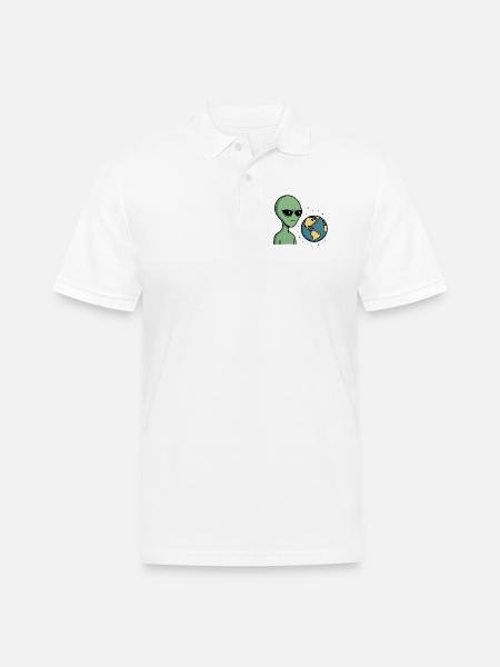 Judgy Alien - Men's Pique Polo Shirt - white