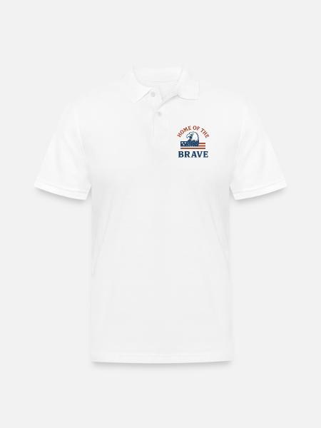 Patriotic Eagle with Bold Text - Men's Pique Polo Shirt - white